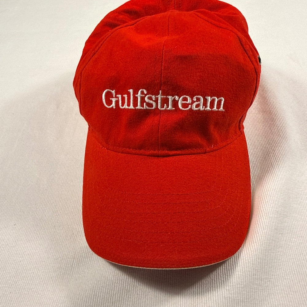 Gulfstream Aerospace Hat OSFA Red Embroidered Logo Adjustable Strap Baseball Cap